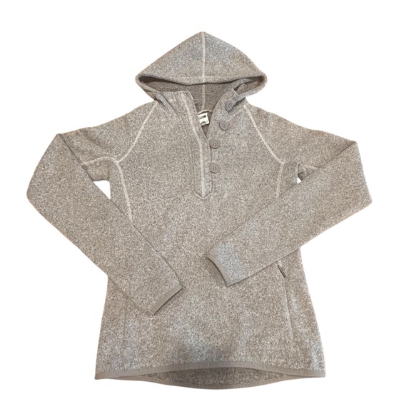 The North Face Pullover Womens Size XS Grey Hood Quarter Button Long Sleeve - Picture 13 of 13